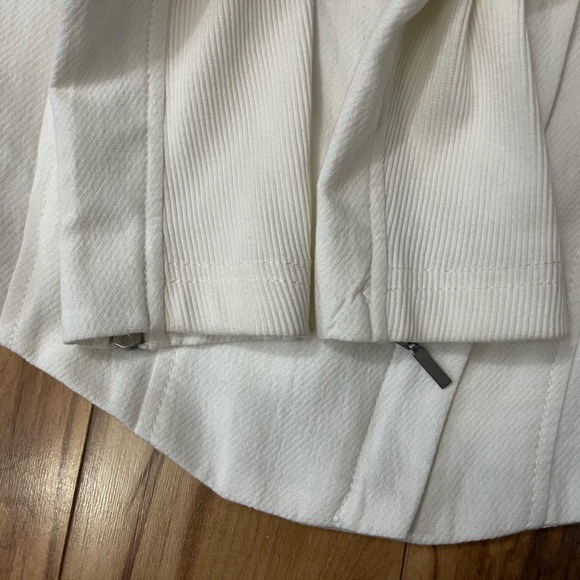Blank NYC Anthropologie White Moto Jacket Asymmetrical Double Zipper XS Women’s - Picture 10 of 11